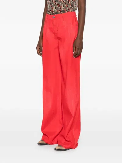 Ermanno Scervino Belt-loop Trousers In Red