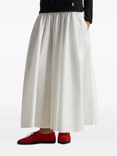 Polo Ralph Lauren Contrast-waistband A-line Skirt In White In Black