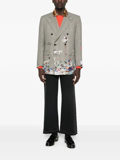 Gallery Dept. Check-pattern Double-breasted Coat In Gray