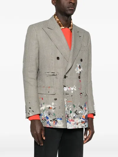 Gallery Dept. Check-pattern Double-breasted Coat In Gray