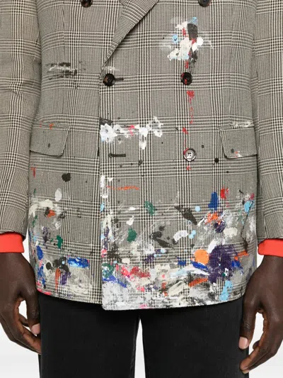 Gallery Dept. Check-pattern Double-breasted Coat In Gray