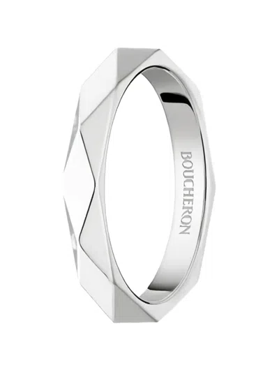 Boucheron Facette Platinum Ring In Silver