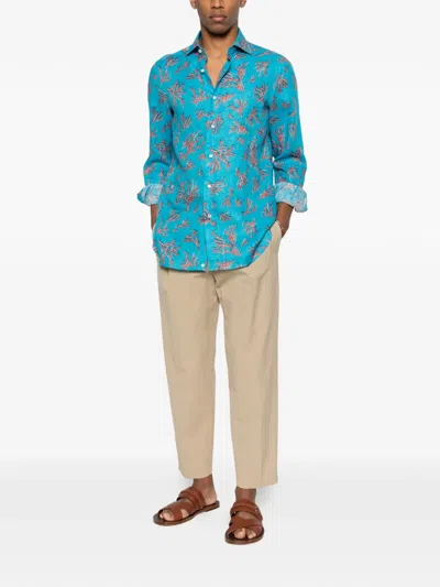 Isaia Patterned Shirt In Blue