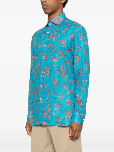 Isaia Patterned Shirt In Blue