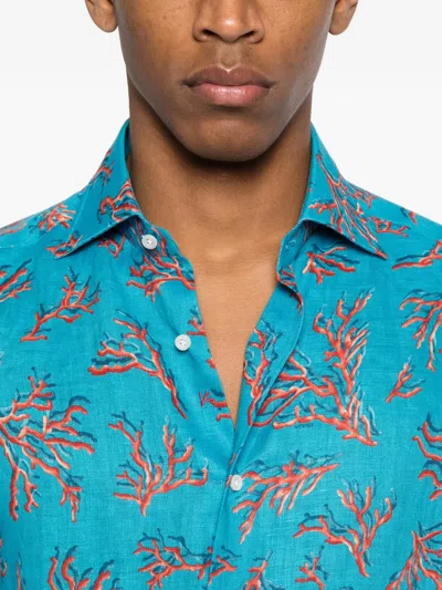 Isaia Patterned Shirt In Blue