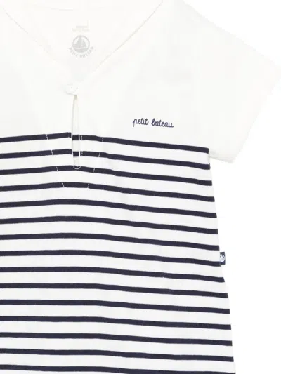 Petit Bateau Striped Romper In Multi