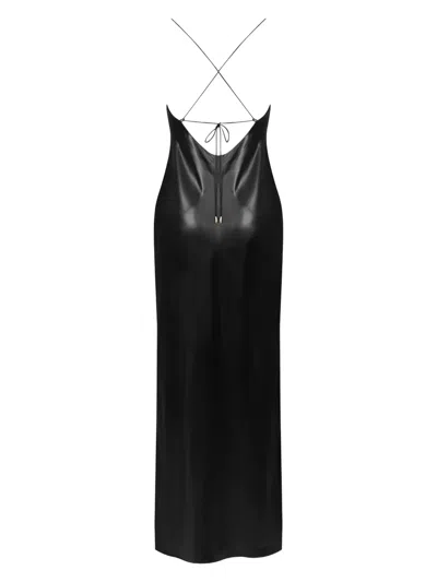 Maison Close Backless Split Maxi Dress In Black