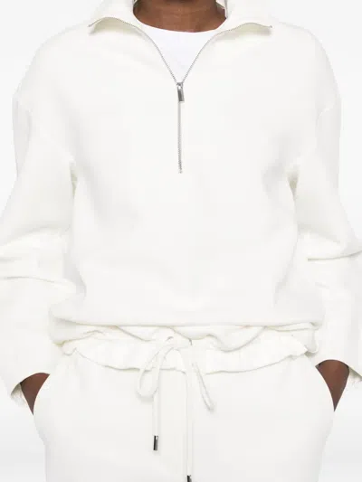 Max Mara Zip-up Drawstring Sweatshirt In White