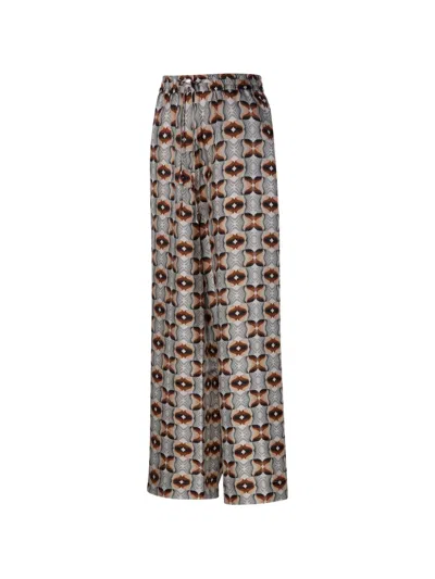 Pierre-louis Mascia Aloe Patterned Drawstring Trousers In Gray