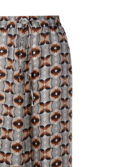 Pierre-louis Mascia Aloe Patterned Drawstring Trousers In Gray