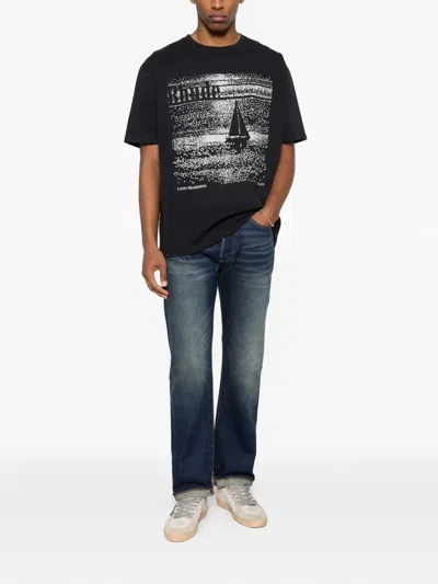 Rhude Graphic Print Crew Neck Short Sleeve T-shirt In Blue