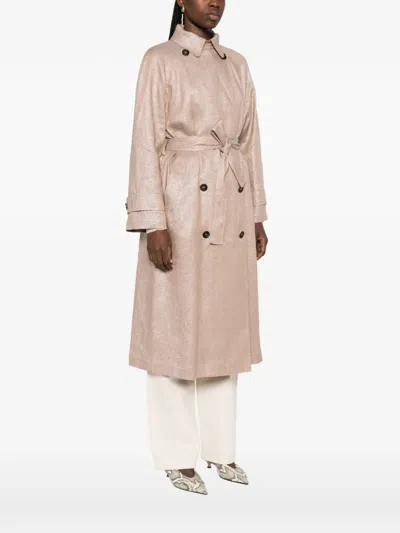 Brunello Cucinelli Double-breasted Coat In Neutral