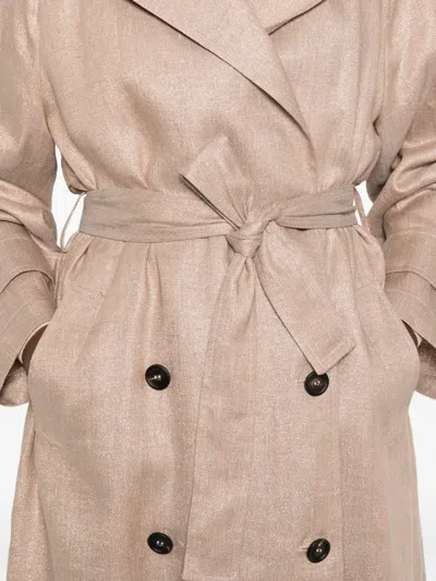 Brunello Cucinelli Double-breasted Coat In Neutral