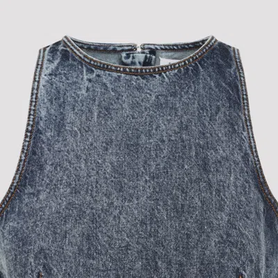 Alaïa Alaia Peplum Halterneck Top With Ruched Hem And Fitted Waist In Blue