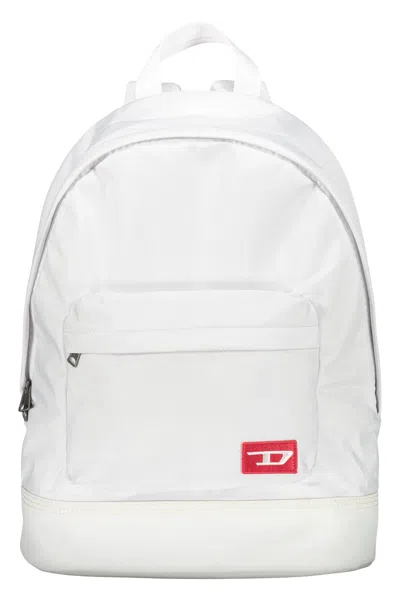 Diesel Logo-patch Zipped Backpack In White