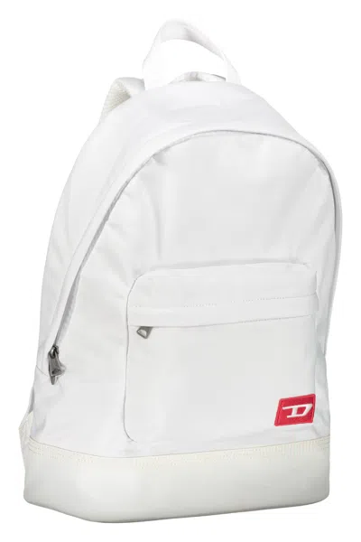 Diesel Logo-patch Zipped Backpack In White