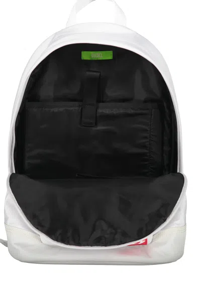 Diesel Logo-patch Zipped Backpack In White