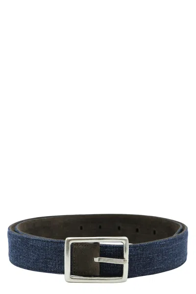 Moorer Rectangular-buckle Belt In Blue