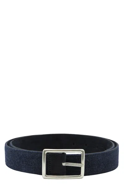 Moorer Rectangular-buckle Belt In Blue
