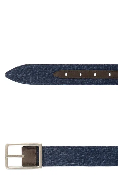 Moorer Rectangular-buckle Belt In Blue