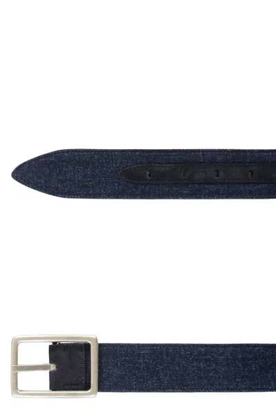 Moorer Rectangular-buckle Belt In Blue