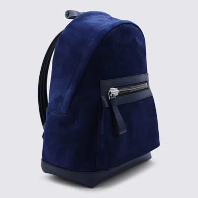 Tom Ford Blue Suede Backpack In Blue