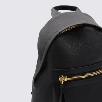 Tom Ford Black Leather Backpack In Black