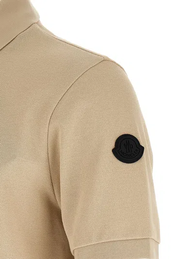 Moncler Pique Polo Shirt Collar Short Sleeves In Nude