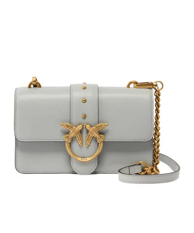 Pinko Small Love One Stud-embellished Shoulder Bag In Gray