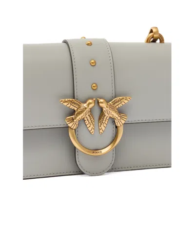 Pinko Small Love One Stud-embellished Shoulder Bag In Gray