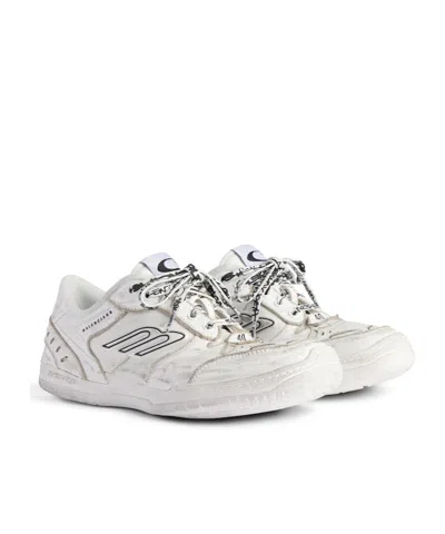 Balenciaga Women Hamptons Worn-out Leather Low-top Sneakers In Neutral