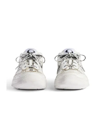 Balenciaga Women Hamptons Worn-out Leather Low-top Sneakers In Neutral