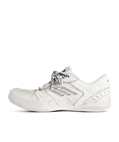 Balenciaga Women Hamptons Worn-out Leather Low-top Sneakers In Neutral