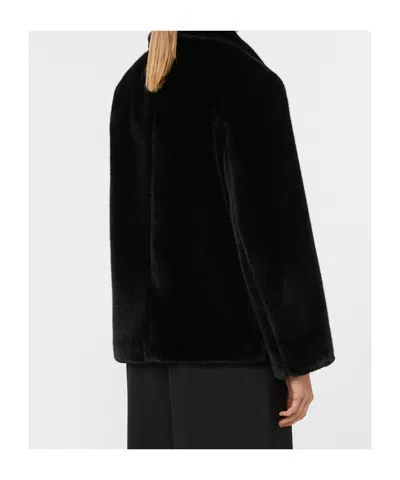 Max Mara Double-breasted Jacket With A Fluffy Texture In Black