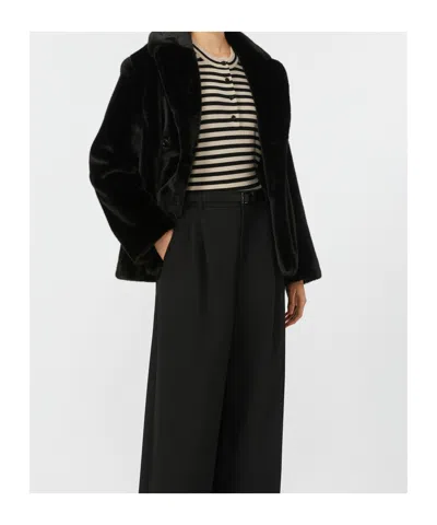Max Mara Double-breasted Jacket With A Fluffy Texture In Black