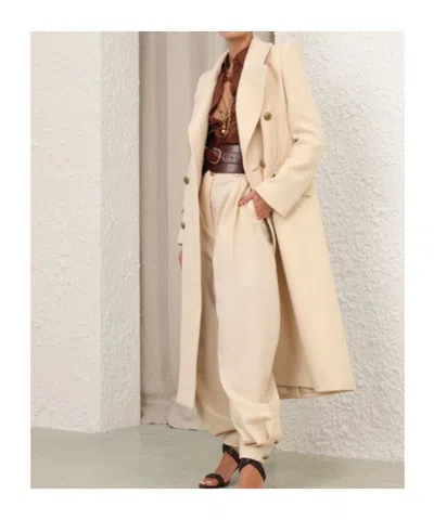 Zimmermann Sand Wool Blend Hypnotic Coat In Neutral