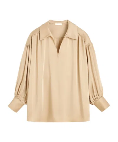 By Malene Birger Leonora Satin Blouse In Neutral