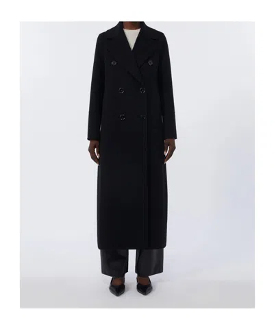 Max Mara Long Double-breasted Coat In Black