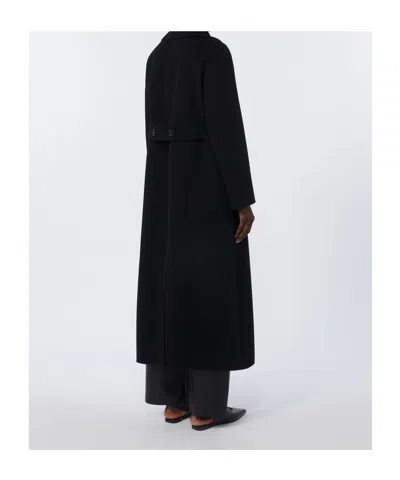 Max Mara Long Double-breasted Coat In Black