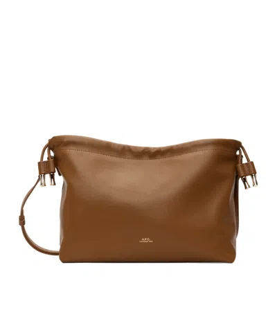 A.p.c. A. P.c. Ninon Drawstring-fastening Shoulder Bag In Brown