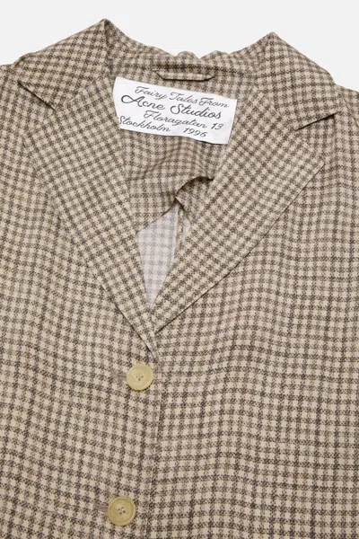 Acne Studios Junida Check Fluid Blazer In Brown