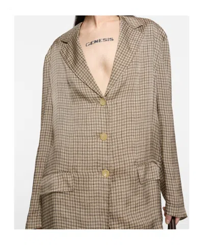 Acne Studios Junida Check Fluid Blazer In Brown