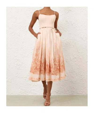 Zimmermann Wanderlust Corset Midi Dress Cream In Neutral