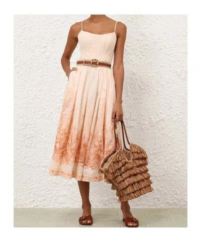Zimmermann Wanderlust Corset Midi Dress Cream In Neutral