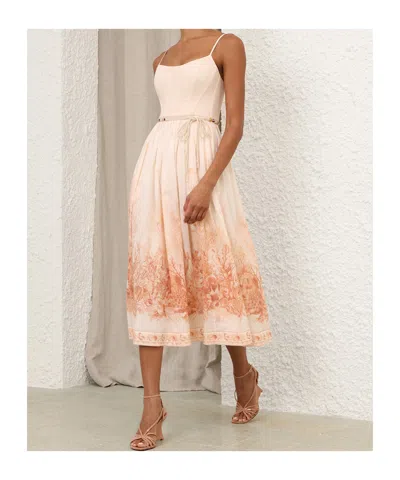 Zimmermann Wanderlust Corset Midi Dress Cream In Neutral