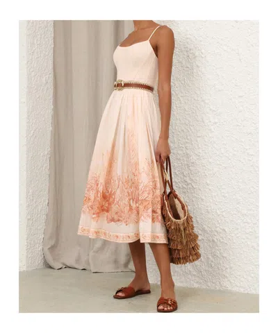 Zimmermann Wanderlust Corset Midi Dress Cream In Neutral