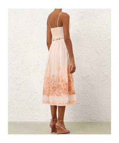 Zimmermann Wanderlust Corset Midi Dress Cream In Neutral