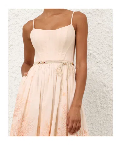 Zimmermann Wanderlust Corset Midi Dress Cream In Neutral