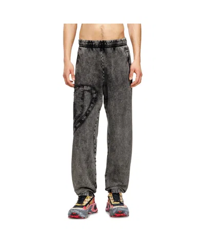 Diesel P-marky-den Oval D Patch Sweatpants In Gray