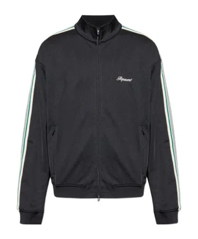 Represent Mens Jet Black Embroidered-logo Striped-taped Woven Track Jacket In Black